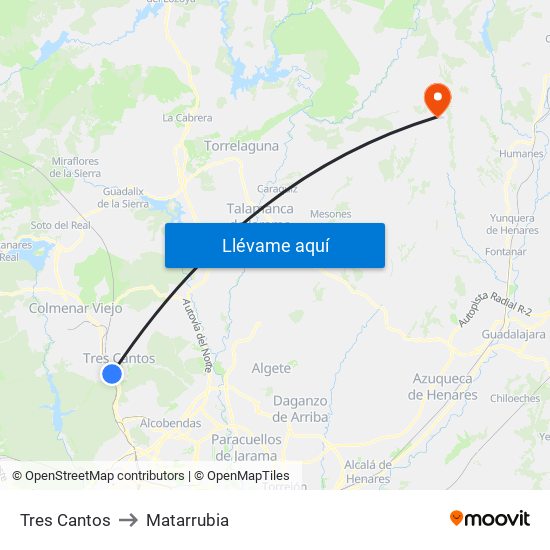 Tres Cantos to Matarrubia map