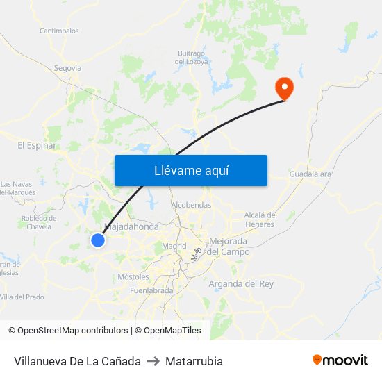 Villanueva De La Cañada to Matarrubia map