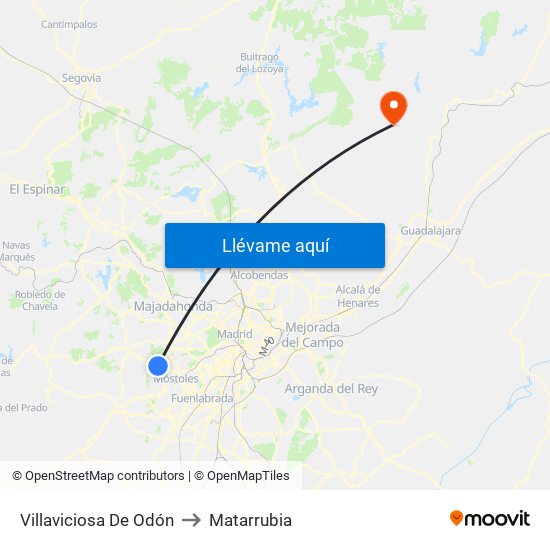 Villaviciosa De Odón to Matarrubia map