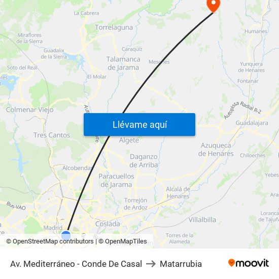 Av. Mediterráneo - Conde De Casal to Matarrubia map