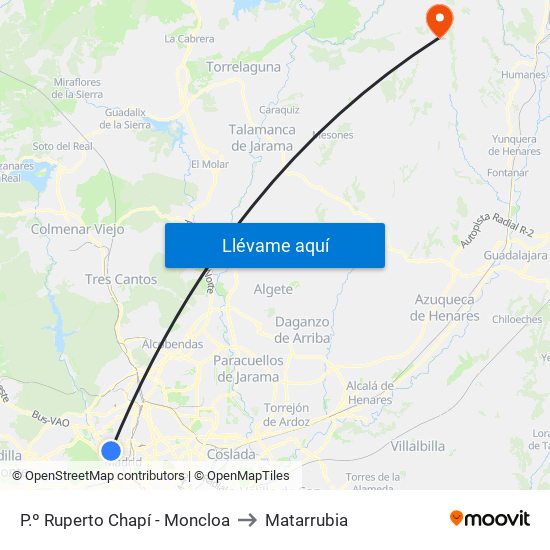 P.º Ruperto Chapí - Moncloa to Matarrubia map