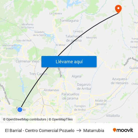 El Barrial - Centro Comercial Pozuelo to Matarrubia map