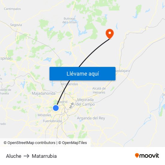 Aluche to Matarrubia map