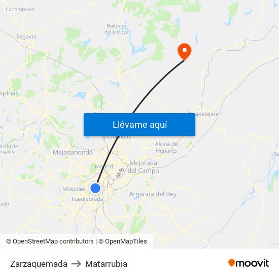 Zarzaquemada to Matarrubia map