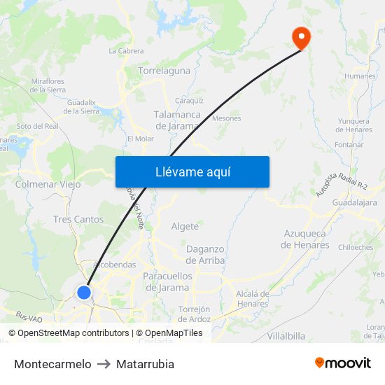 Montecarmelo to Matarrubia map