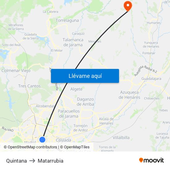 Quintana to Matarrubia map