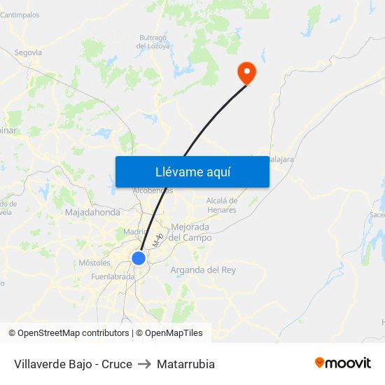 Villaverde Bajo - Cruce to Matarrubia map