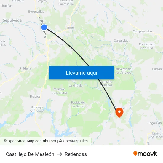 Castillejo De Mesleón to Retiendas map