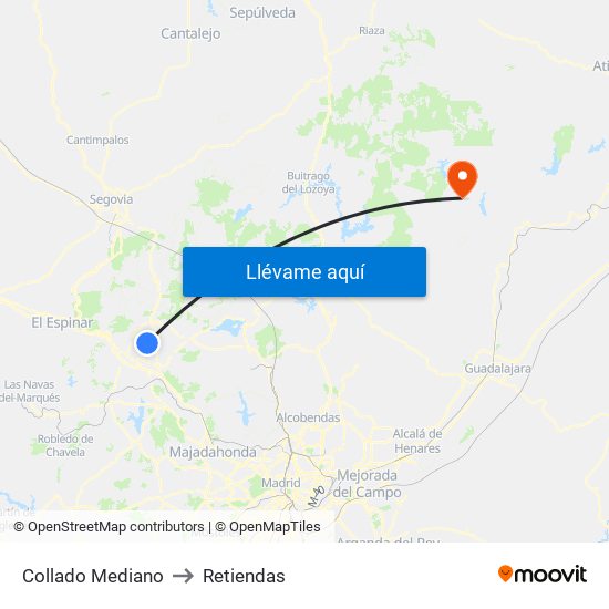 Collado Mediano to Retiendas map