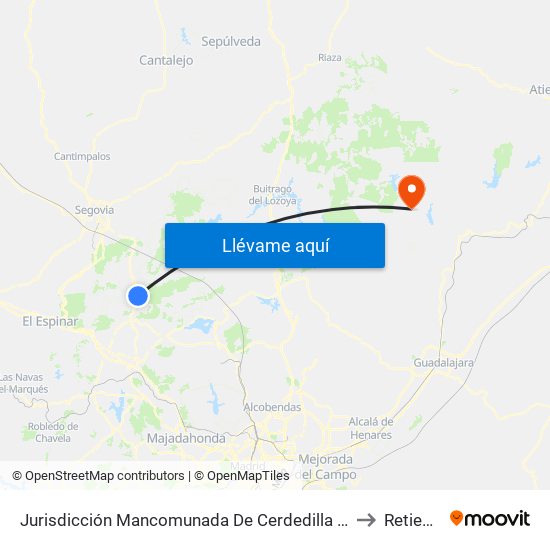 Jurisdicción Mancomunada De Cerdedilla Y Navacerrada to Retiendas map