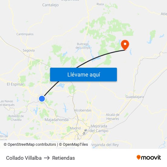 Collado Villalba to Retiendas map