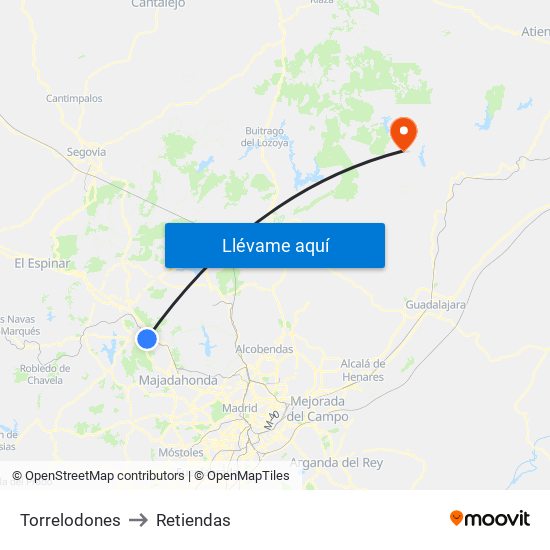 Torrelodones to Retiendas map