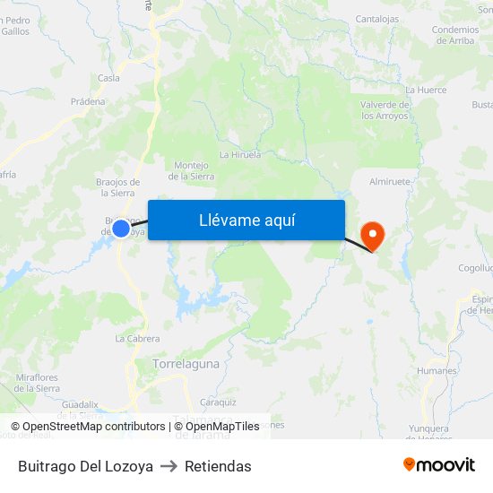Buitrago Del Lozoya to Retiendas map