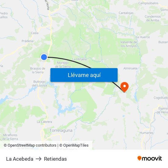 La Acebeda to Retiendas map