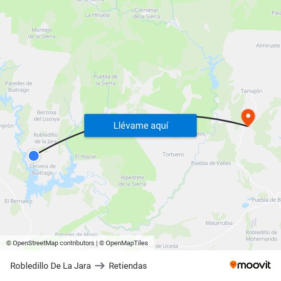 Robledillo De La Jara to Retiendas map