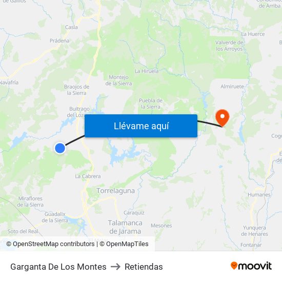 Garganta De Los Montes to Retiendas map