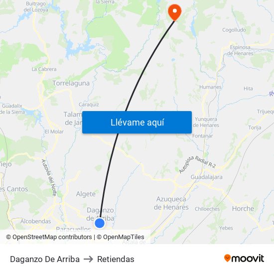 Daganzo De Arriba to Retiendas map