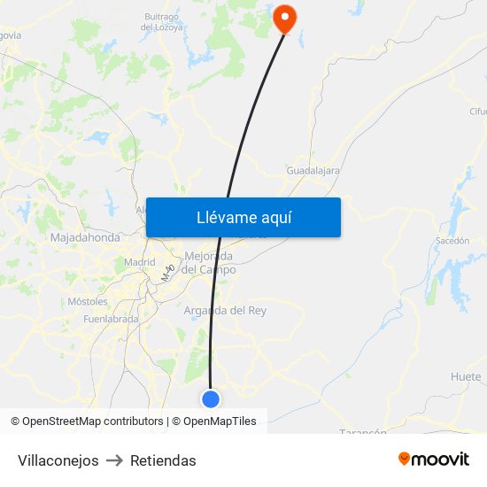 Villaconejos to Retiendas map