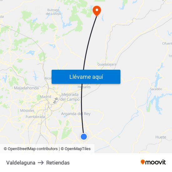 Valdelaguna to Retiendas map