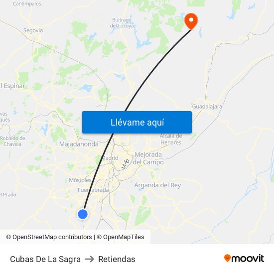 Cubas De La Sagra to Retiendas map