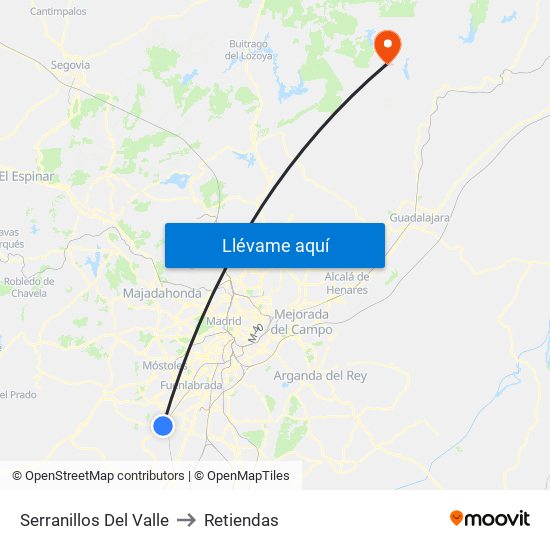 Serranillos Del Valle to Retiendas map