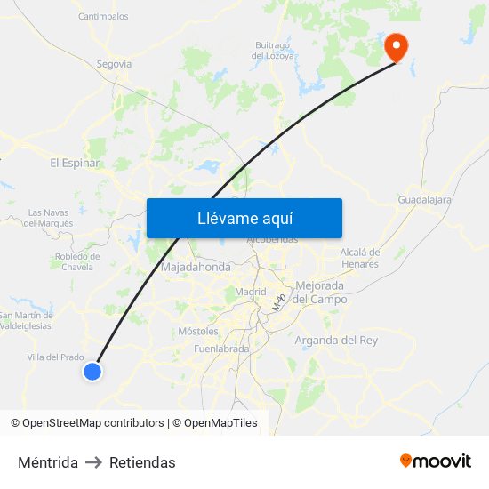 Méntrida to Retiendas map