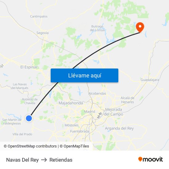 Navas Del Rey to Retiendas map