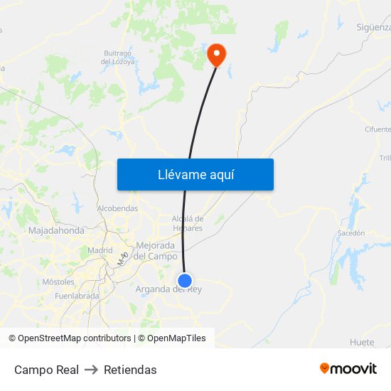 Campo Real to Retiendas map