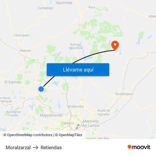 Moralzarzal to Retiendas map