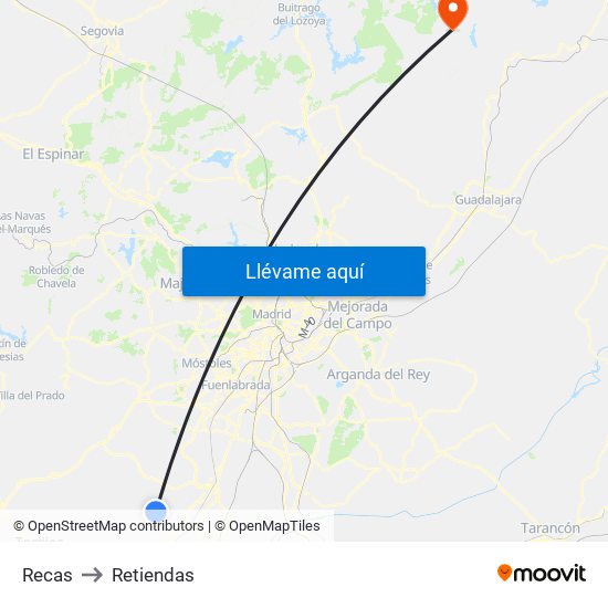 Recas to Retiendas map