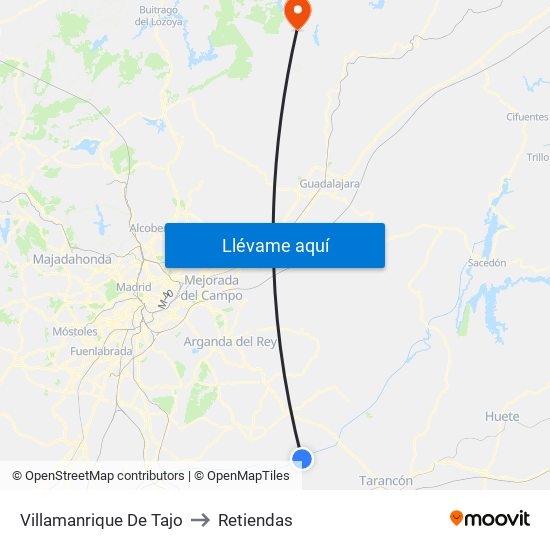Villamanrique De Tajo to Retiendas map