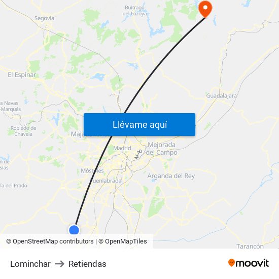 Lominchar to Retiendas map
