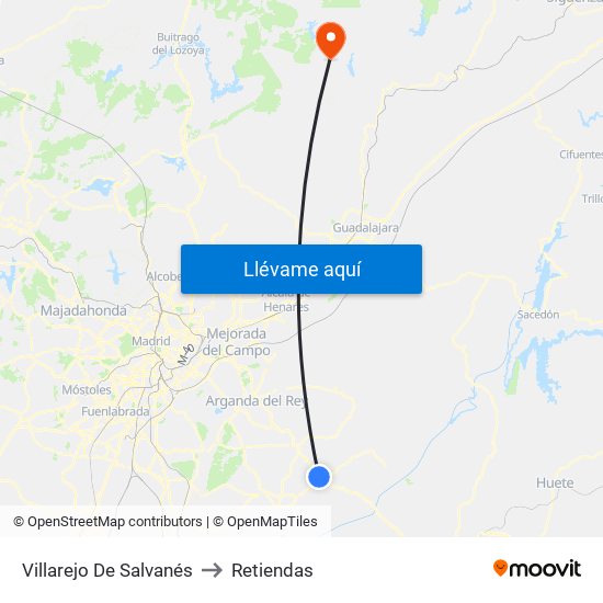 Villarejo De Salvanés to Retiendas map