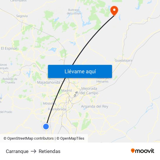 Carranque to Retiendas map