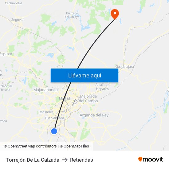 Torrejón De La Calzada to Retiendas map
