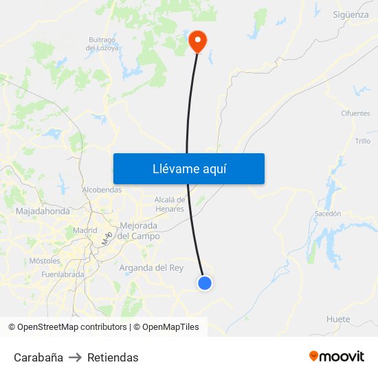 Carabaña to Retiendas map