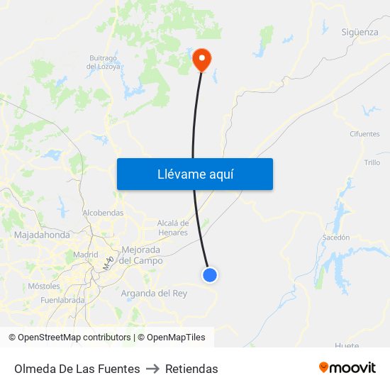 Olmeda De Las Fuentes to Retiendas map