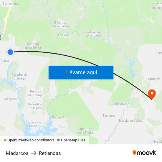 Madarcos to Retiendas map