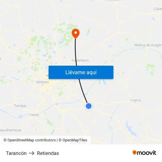 Tarancón to Retiendas map