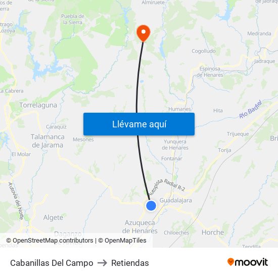 Cabanillas Del Campo to Retiendas map