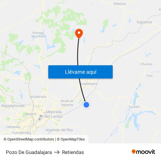 Pozo De Guadalajara to Retiendas map