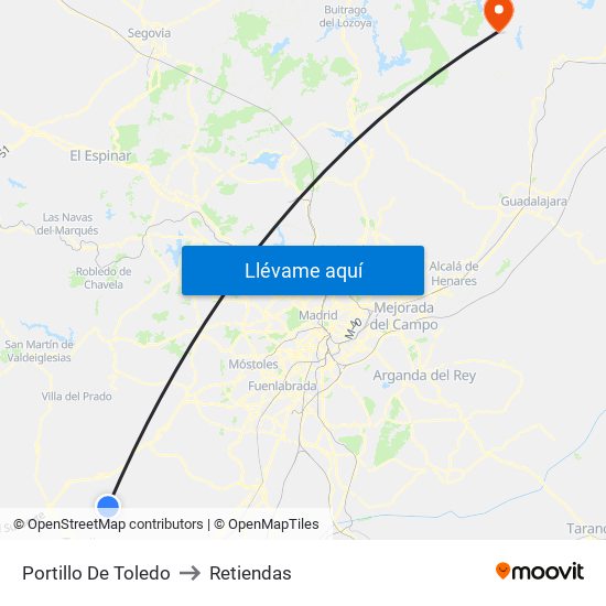 Portillo De Toledo to Retiendas map