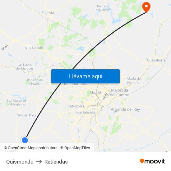 Quismondo to Retiendas map
