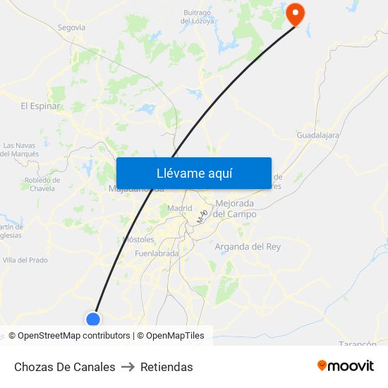 Chozas De Canales to Retiendas map