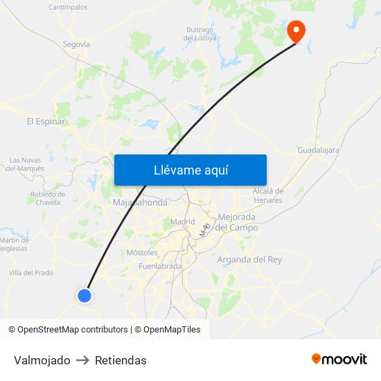 Valmojado to Retiendas map