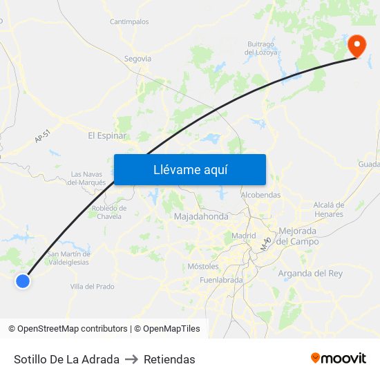 Sotillo De La Adrada to Retiendas map