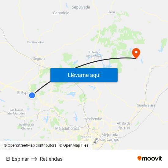 El Espinar to Retiendas map