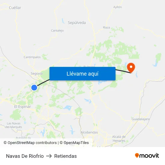 Navas De Riofrío to Retiendas map
