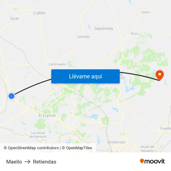 Maello to Retiendas map