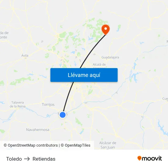 Toledo to Retiendas map